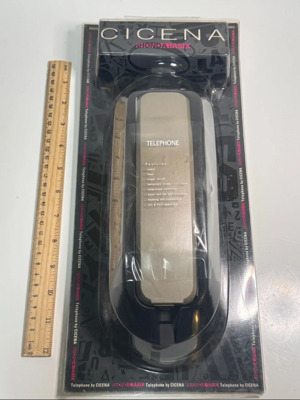 New vintage Cicena Beige & Black Telephone Handset - Sleek Corded Desk Phone